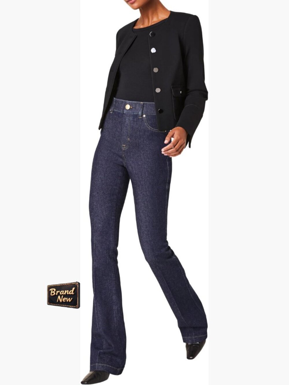 High-Rise Pull-On Flare Jeans with Core Shaping - 4-Way Stretch Denim - True to